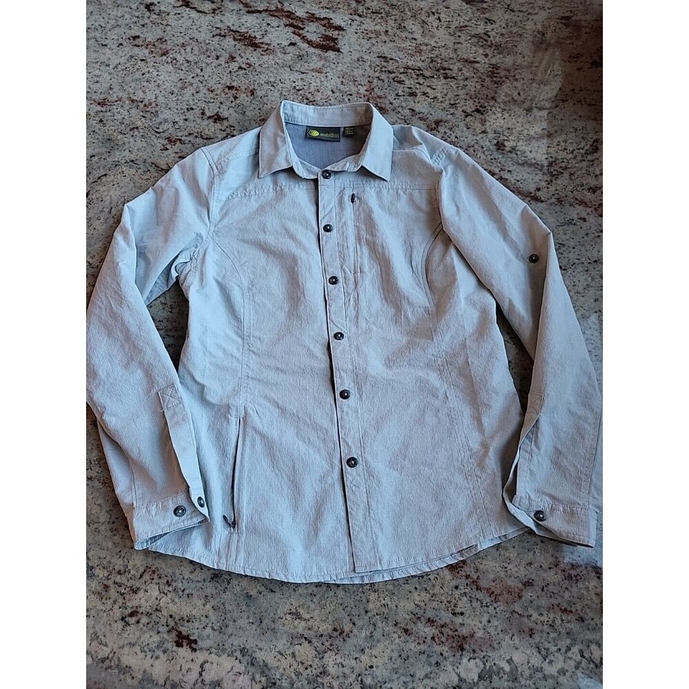UPF 50+ Solstice Women's Long Sleeve Travel Shirt Light Gray Size Small Sun Tee